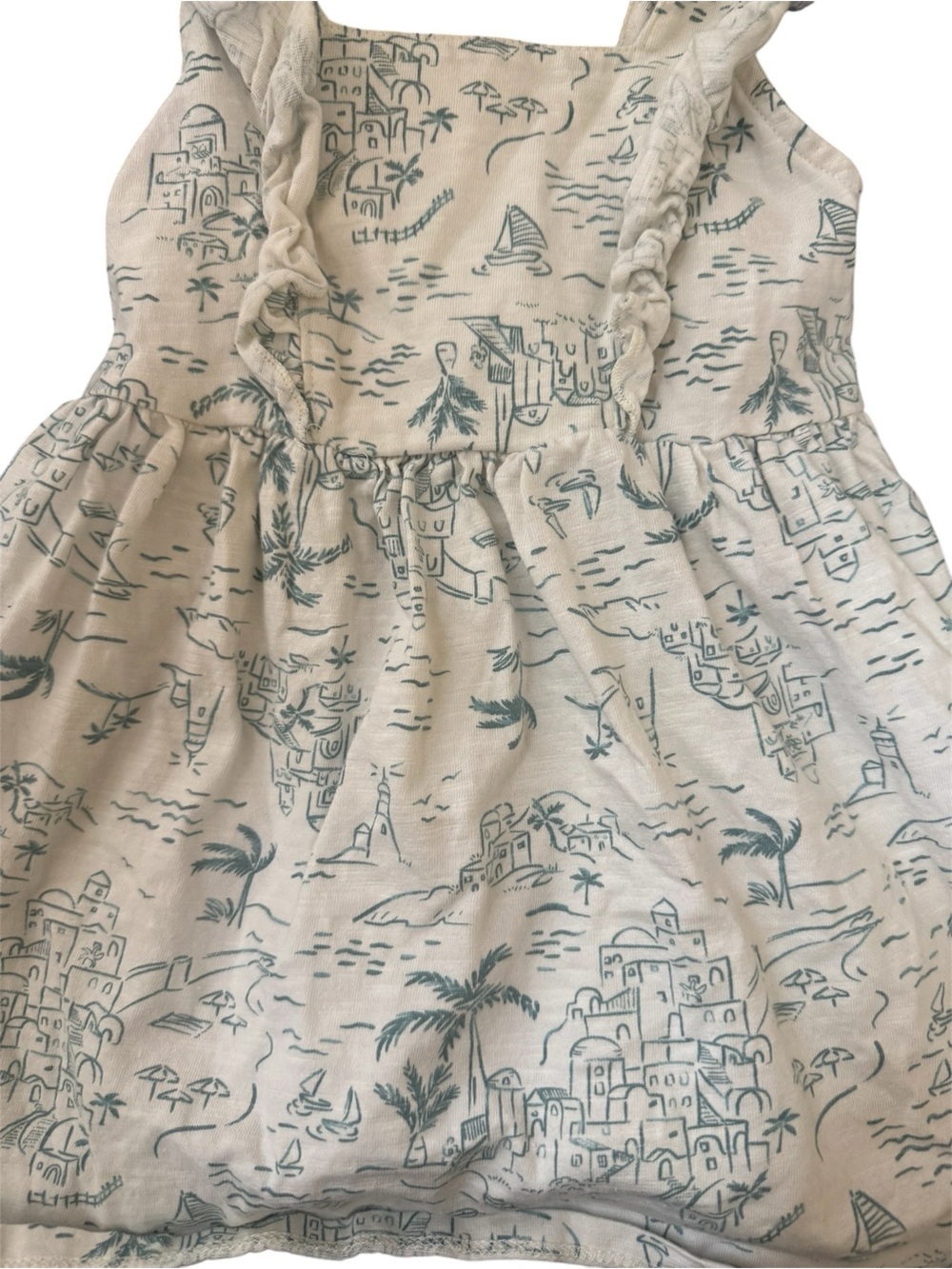 Gerber Cream Dress with Teal Print - Picture 2 of 4